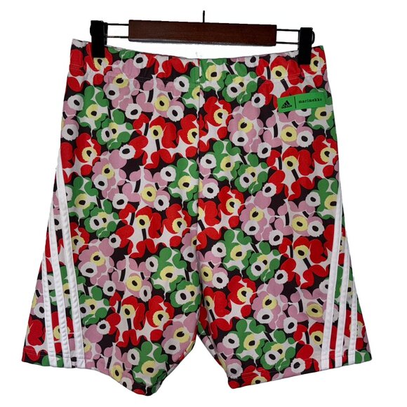 Adidas x Marimekko Pink & Green Flower Print Shorts - Size L - Picture 1 of 5